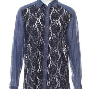 Distressed all over lace shirt